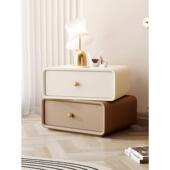 卧室 全实木床头柜 现代简单 USB充电 圆 可旋转智能指纹锁