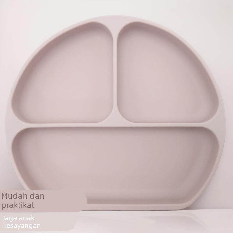 宝宝笑脸硅胶餐盘一体式分隔餐盘儿童吸盘式硅胶餐盘勺叉套装母婴