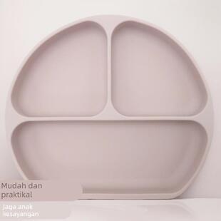 宝宝笑脸硅胶餐盘一体式分隔餐盘儿童吸盘式硅胶餐盘勺叉套装母婴