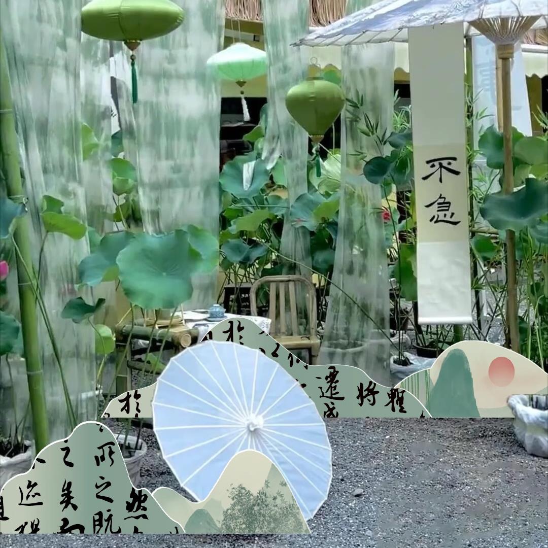 网红打卡拍照区小院茶室布置装饰背场景古国风高级感氛围墙面摆件