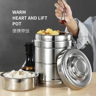 分格双层家用密封户外大容量加厚保温提桶 加厚不锈钢保温桶