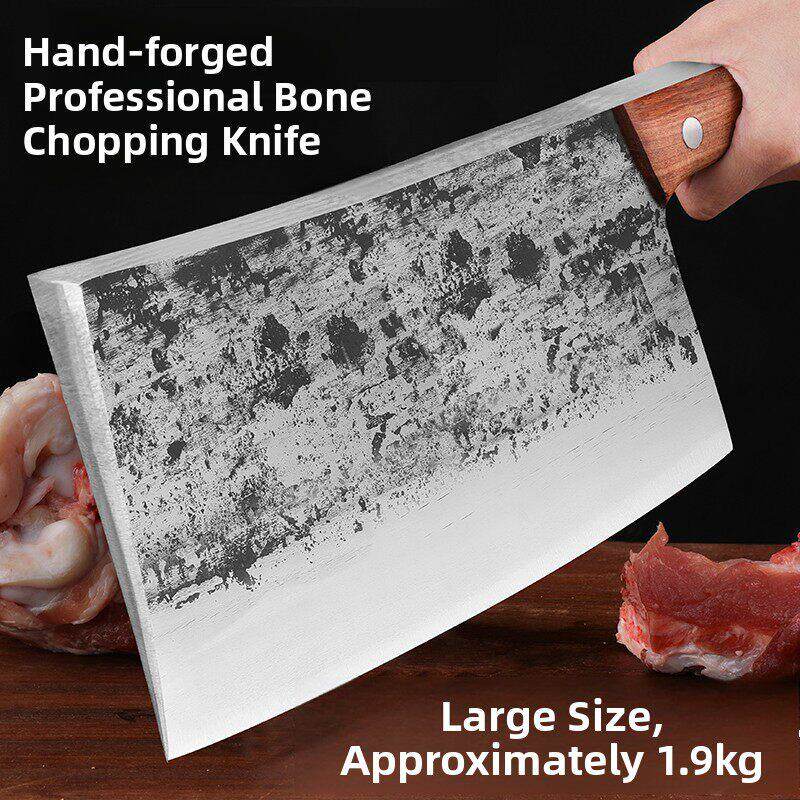 加重加厚砍骨刀锰钢手工锻打斩骨刀剁骨刀商用厨房砍骨头专用刀具