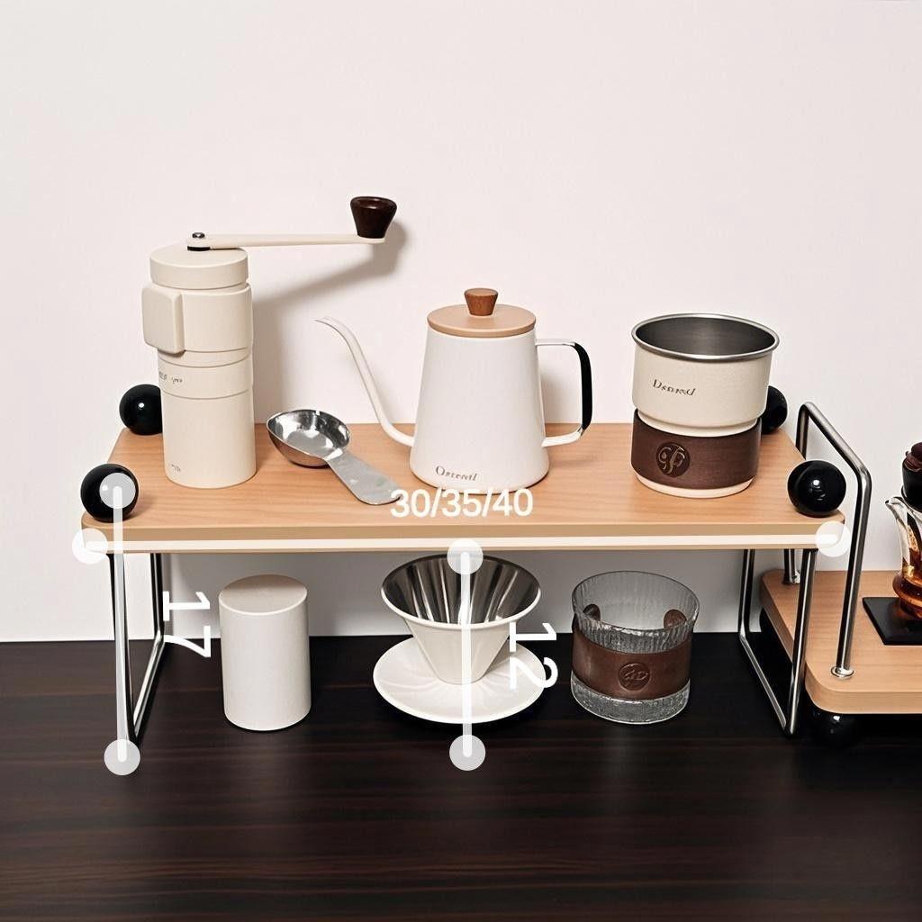 实木水杯收纳置物架咖啡吧台器具收纳角布置桌面中古风展示杯架子