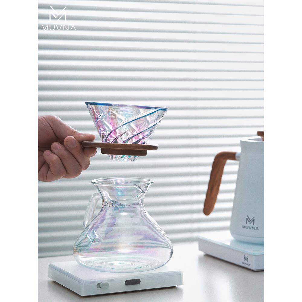 MUVNA慕威纳沥滤杯手冲咖啡过滤杯V60玻璃手冲咖啡过滤器分享壶