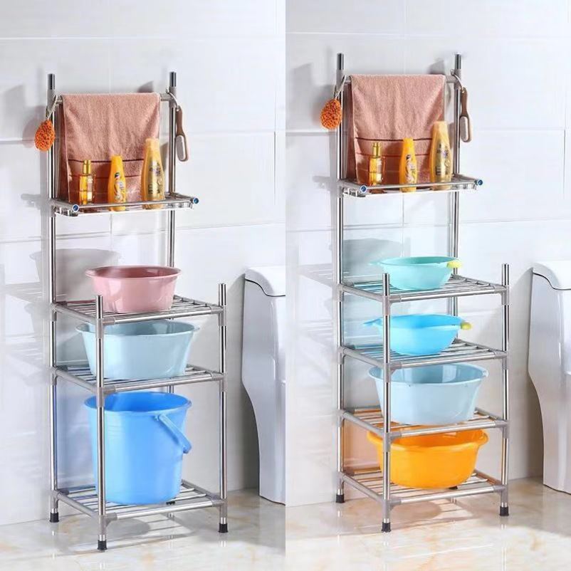 新款不锈钢脸盆架浴室厨房y置物架落地洗脸盆收纳脸盆架子