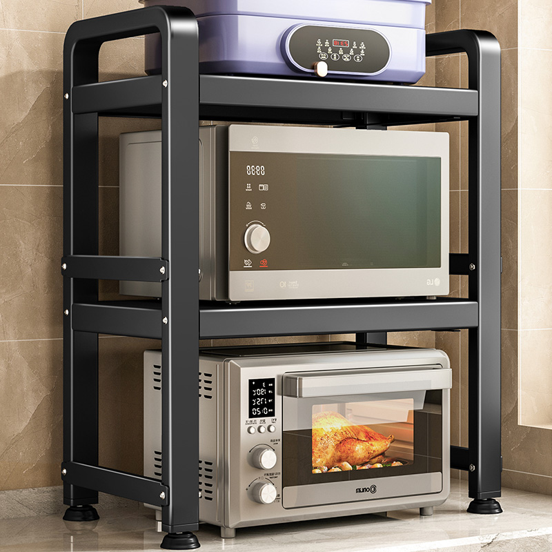 微波炉置a物架双层厨房台面可伸缩多功能家用放电电锅烤箱收纳层