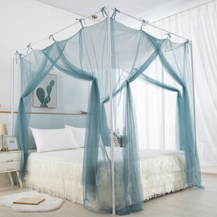 蚊帐单门三开门宫廷法式简约绑绳款防G尘顶落地加高不锈钢烤漆支