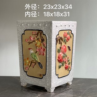 石湾盆高筒深四方花盆岭南悬崖盆岭高深绿植花卉落地盆景大号简约