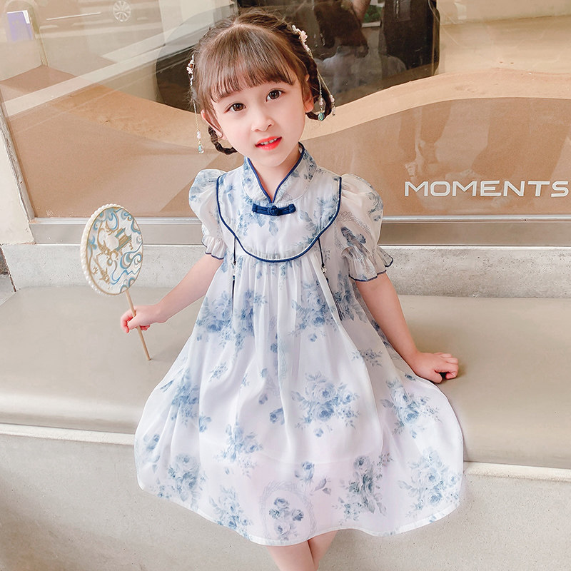 汉服女童连衣裙夏季2023新款儿童古装旗袍裙公主裙子雪纺女孩6岁5,童装/婴儿装/亲子装,连衣裙,淘宝优惠券,粉丝福利购,淘宝优惠卷