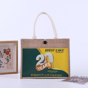 黄麻布手提袋j时尚购物大容量亚麻布袋麻布袋亚麻棉麻黄麻手提