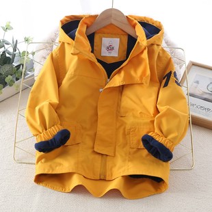 男童冲锋衣外套2024春秋季 加绒棉衣棉服7625 大童儿童薄绒拉链开衫