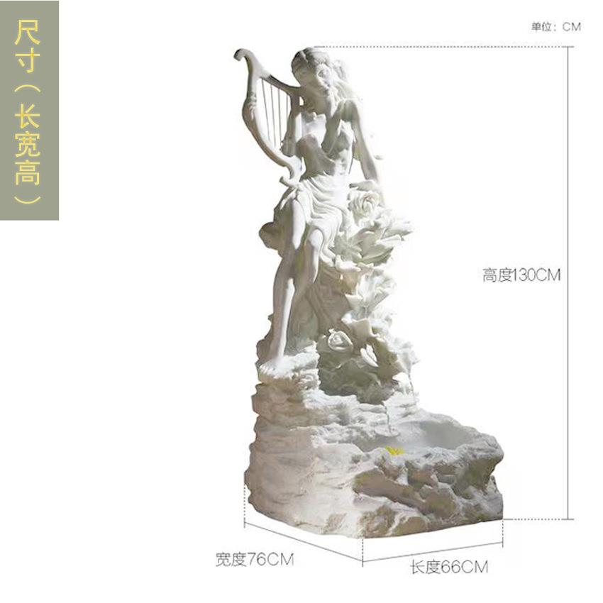 欧式女105弹琴美许愿池泉流花水客厅喷园雕塑落地造景水池装饰摆
