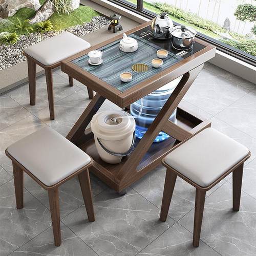 全实木茶桌家用小茶台客厅办公室侧边茶水柜小户型阳台可移动茶几