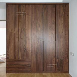 全屋定制衣柜北美黑胡桃木一门到顶实木原木衣橱整体源头工厂定制