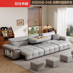 简约现代语音电动真皮沙发零靠墙功能沙发客厅小户型伸缩沙发床