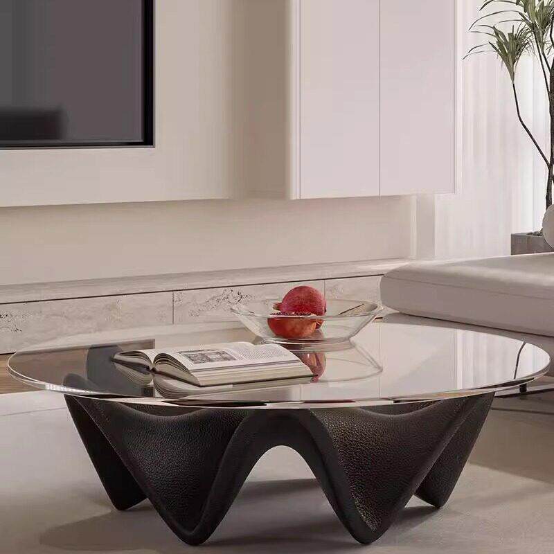 现代简约圆形茶几异形玻璃纤维六角茶几设计师创意客厅家用玻璃茶