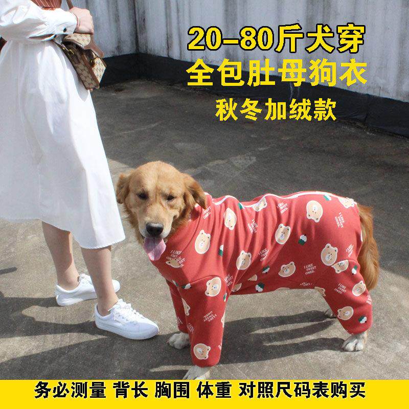 大狗衣服四脚秋冬加绒款防掉毛金毛拉布拉多中大型犬全包肚母狗衣