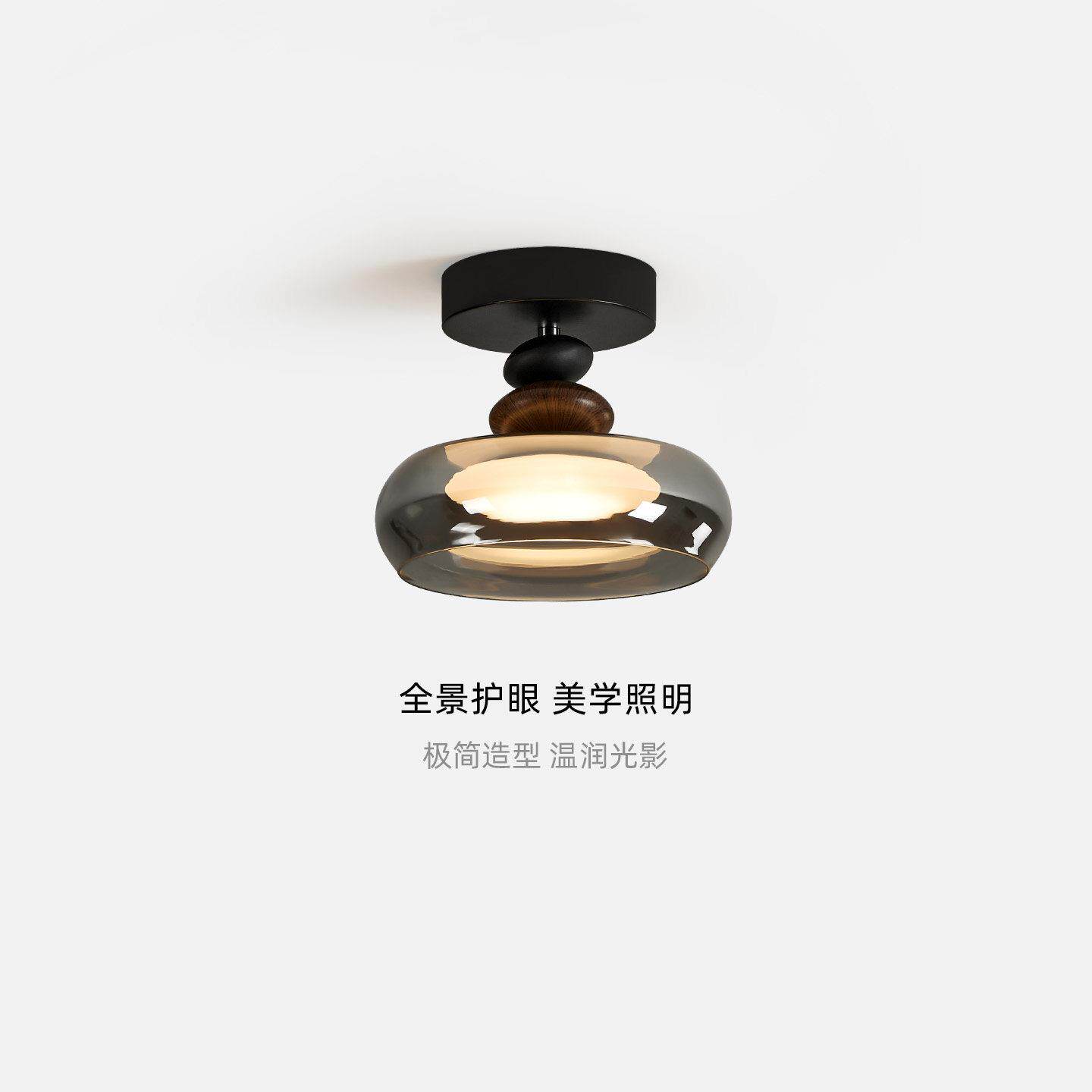 意式极简走廊走道吸顶灯高级感玻璃衣帽间灯入户玄关阳台护眼灯