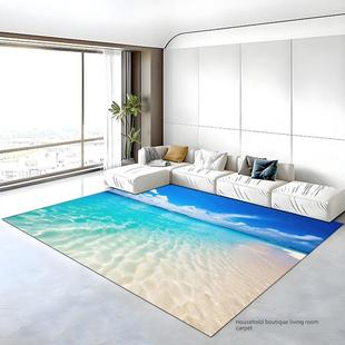 海边沙滩风景地毯客厅卧室床边毯子全沙发咖啡桌毯子简单时尚优雅