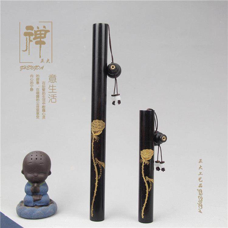 正大 黑檀木镶金粉莲蓬长款拔口线香筒 木质香管香炉香具把玩礼品,家居饰品,香薰炉,淘宝优惠券,粉丝福利购,淘宝优惠卷