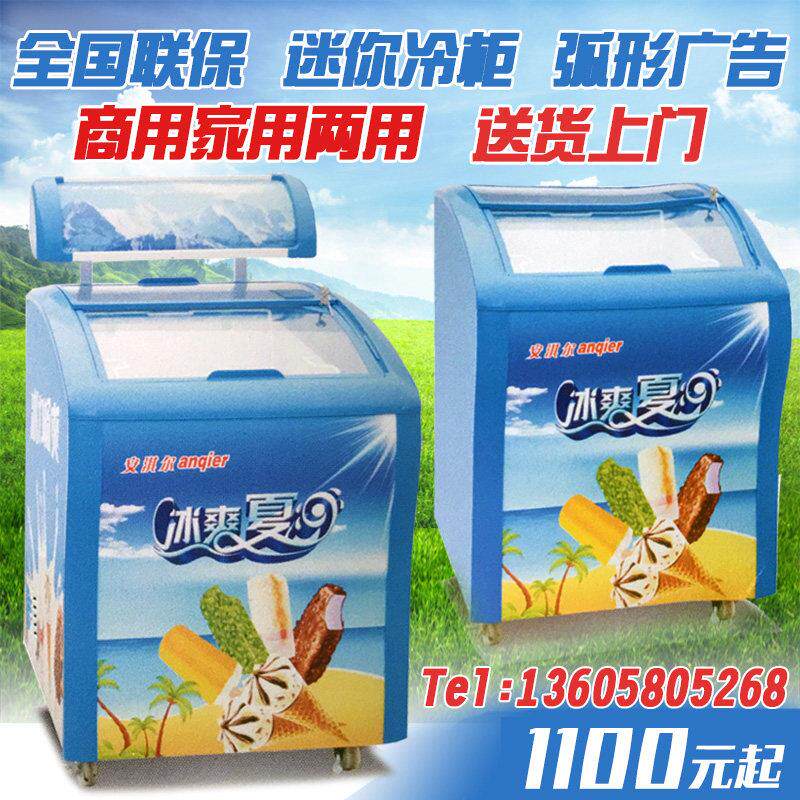 安淇尔带锁圆弧玻璃门家用商用小型迷你冰柜雪糕柜点菜冷冻柜联保