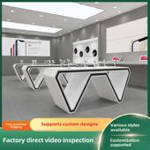 烤漆展示桌手机配件展示架体验桌台电脑展示柜台异形中岛台定做