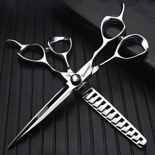 理发店造型师专用美发剪刀6.5英寸平剪薄剪无缝v齿美发套装
