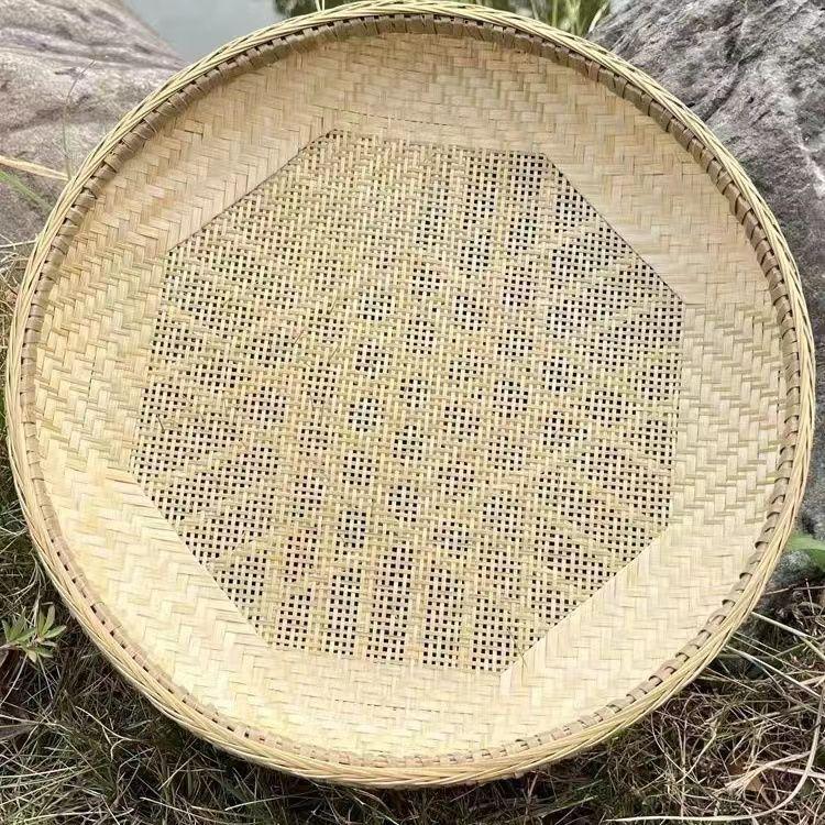 竹编工艺家用加固簸箕无孔有孔农家纯手工竹编晾晒竹制品图片