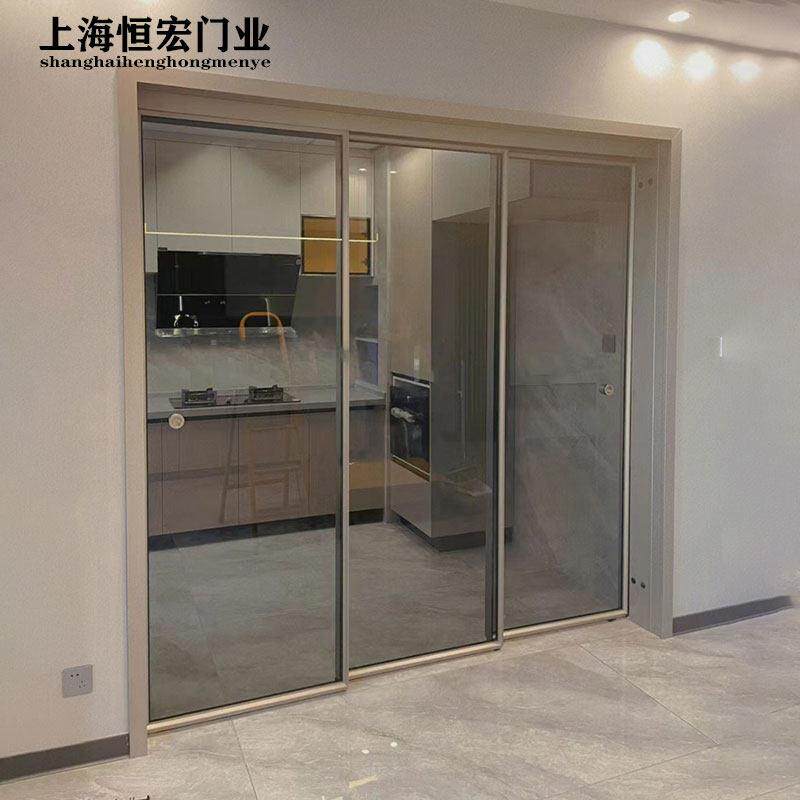 上海厨房拉门吊轮三联动阳台客厅隐形折叠门隔断门衣柜移门定制