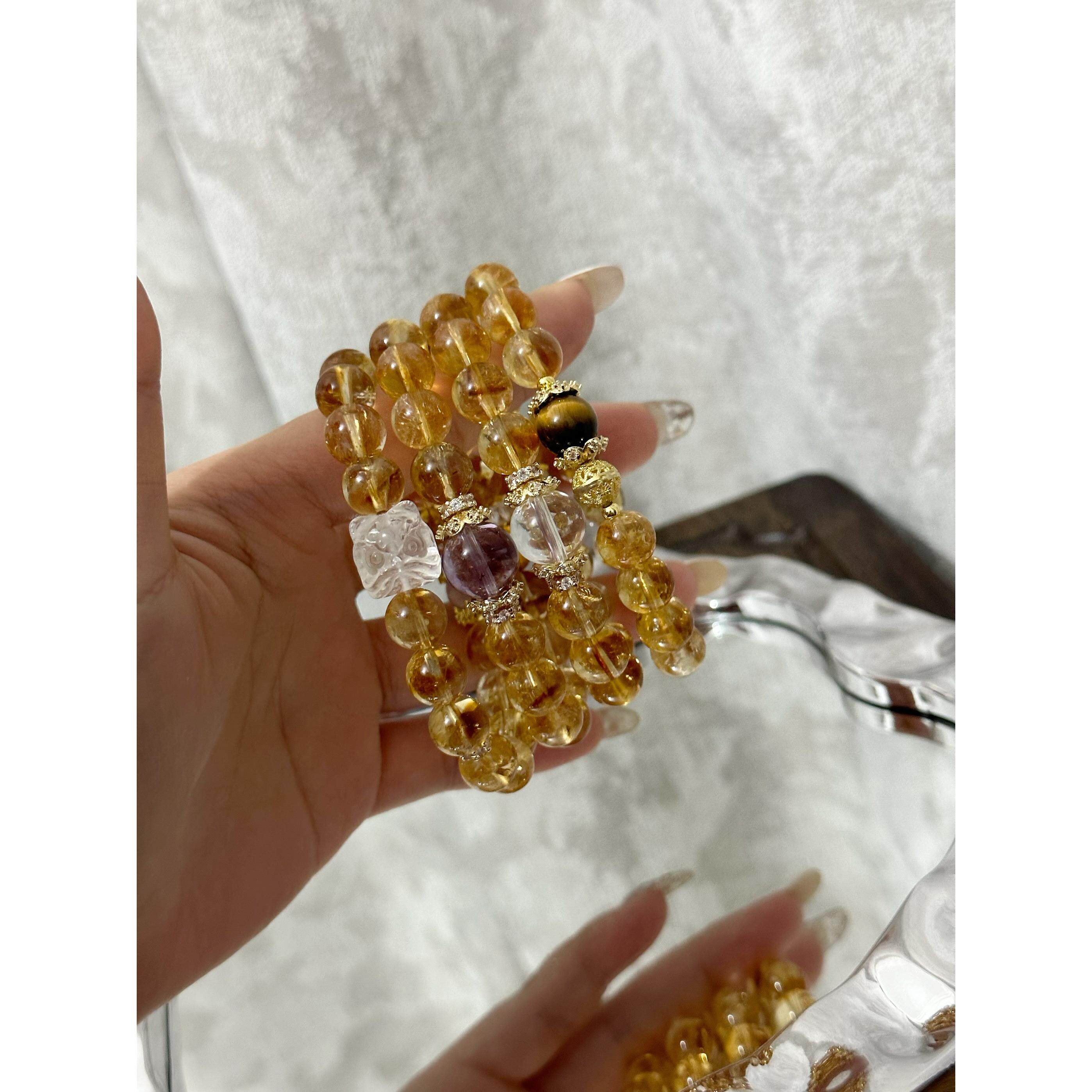【暴富】金霸系列天然黄水晶手链水晶黄塔晶招财转运招手串送女友