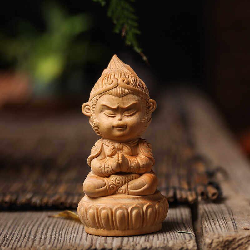 崖柏木雕刻斗战圣佛手把件黑神话孙悟空齐天大圣家居汽车装饰摆件