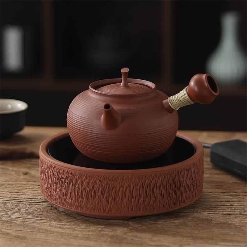 潮州手工红泥砂鸮壶中式复古清泉煮茶壶功夫茶具紫砂电陶炉侧把壶