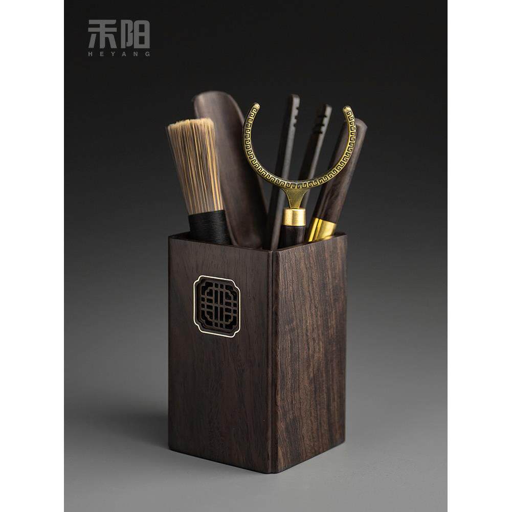 茶道六君子套装功夫茶具配件家用茶道组黑檀实木茶夹茶勺茶针笔刷