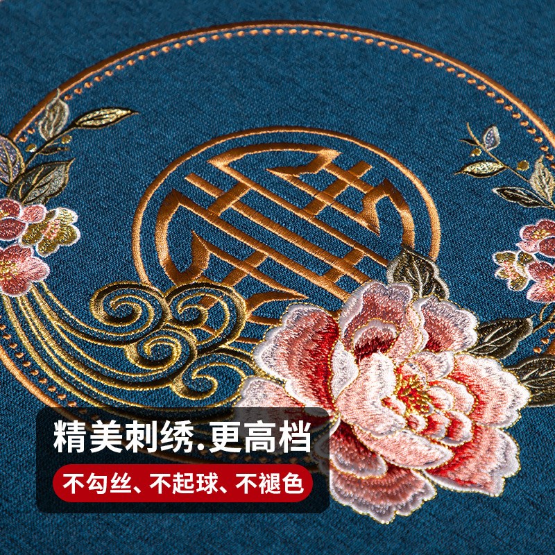 新中式餐桌椅垫红木椅子凳垫实木薄椅垫棉麻防滑便携坐垫尺寸定制