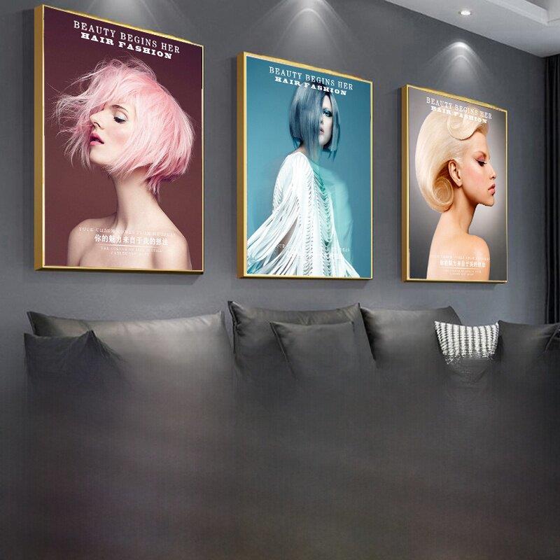 新风格发廊装饰画特别个性化时尚发型挂画理发店工作室发廊海报墙