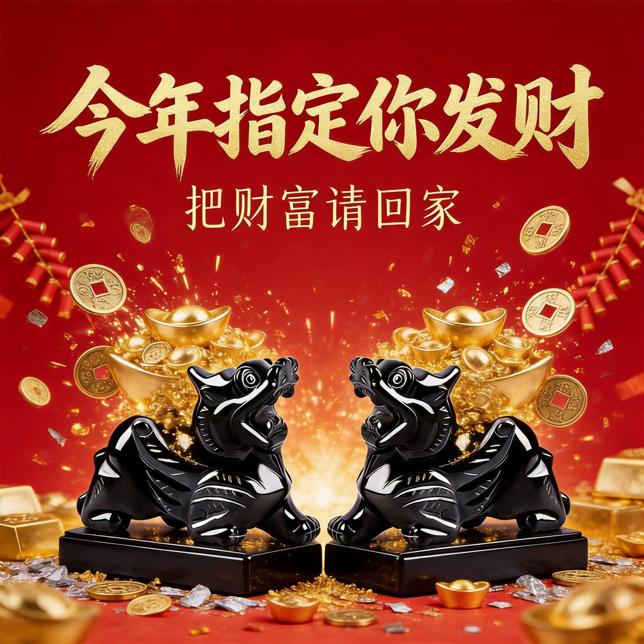 天然黑曜石貔貅摆件水晶办公桌装饰品开业礼品家居玄关工艺礼品摆