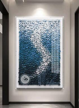 现代玄关装饰画亚克力装置画立体木花实物画设计师专用样板间挂画