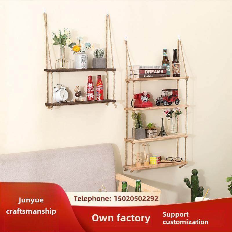 免打孔麻绳一字隔板实木书架墙上装饰架层板客厅定制壁挂式置物架,收纳整理,整理架/置物架/收纳架,淘宝优惠券,粉丝福利购,淘宝优惠卷