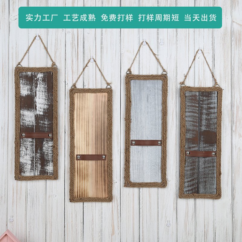 木质壁挂绳艺北欧复古仿真花花艺酒吧门口立体装饰画复古风图片
