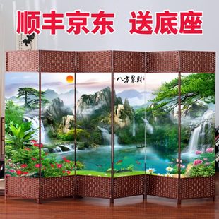 中式 新式 藤编屏风隔断办公室卧室折叠移动挡板挡风挡床客厅餐饮