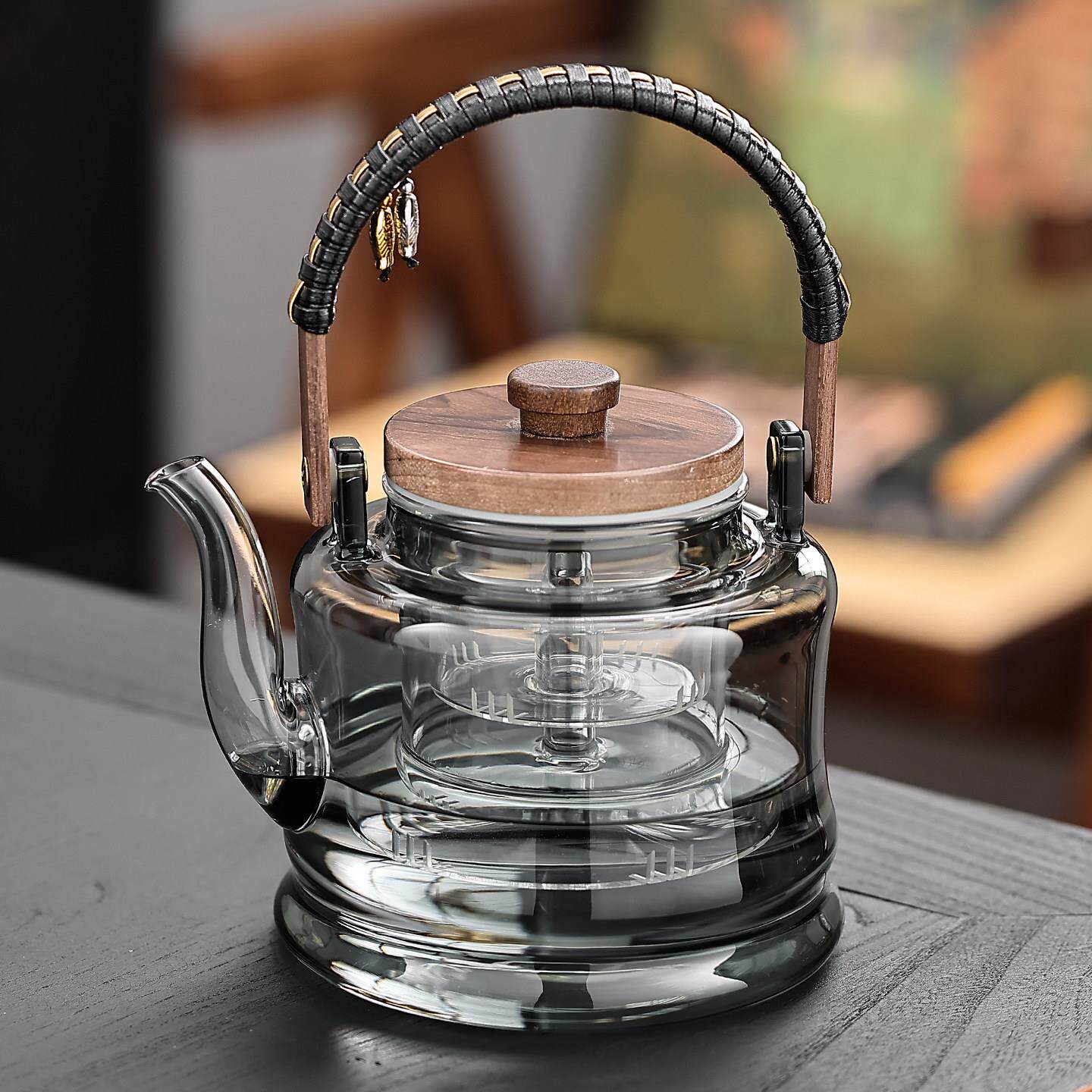 煮茶壶黑晶炉电磁炉专用耐高温高硼硅玻璃蒸煮一体内胆茶具烧水壶