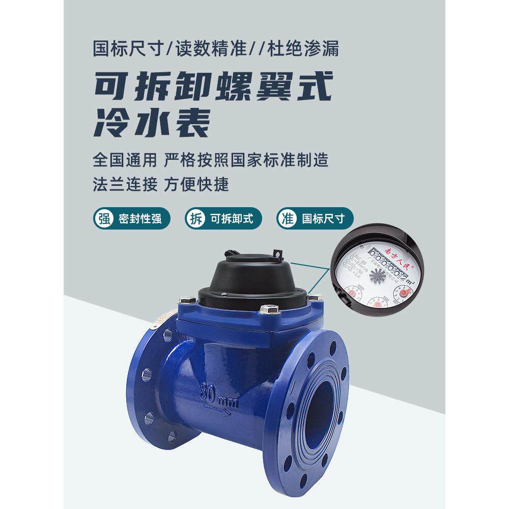 国标法兰水表DN50/80 机械水平螺翼式 水电工业大口径水表2寸/4寸