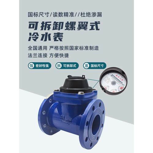 国标法兰水表DN50/80 机械水平螺翼式 水电工业大口径水表2寸/4寸