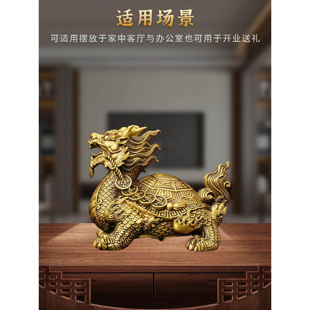黄铜龙龟高端摆件纯铜招财霸下母子八卦开盖龙龟兽烟灰缸化解大号