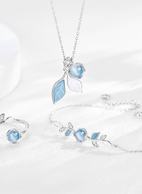 叶子项链女纯银轻奢小众设计感星空锁骨链2021年秋季新款生日礼物