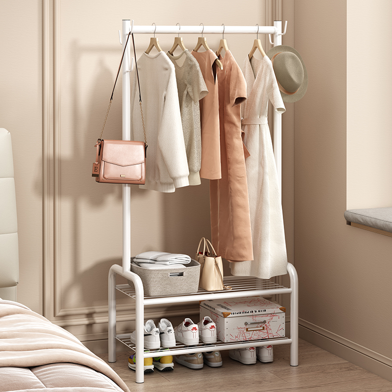 晾衣架落地式杆挂衣帽架家用卧室内房间移动隔夜衣服收纳置物架子