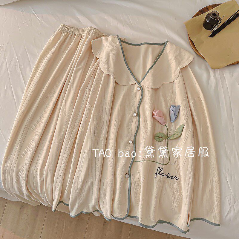 睡衣女款春秋季纯棉长袖薄款202C2年新款网红风高级感家居服可外