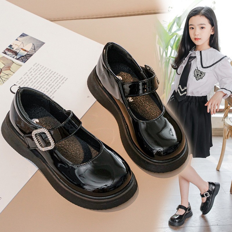 女童皮鞋韩版软底公主鞋春秋2021新款儿童鞋黑色小学生校园演出鞋