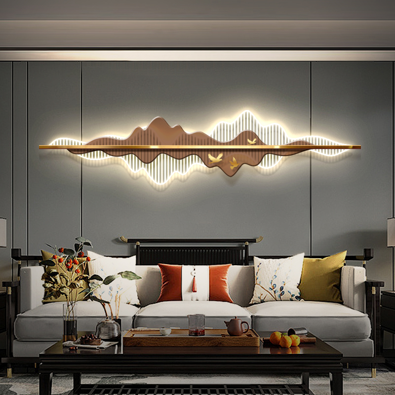 寓意好的客厅装饰画沙发背景墙发光壁画现代轻奢LED灯氛围感挂画