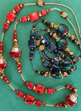 银箔老琉璃珠毛衣链女长款百搭秋冬时尚项链小众气质复古节日礼物